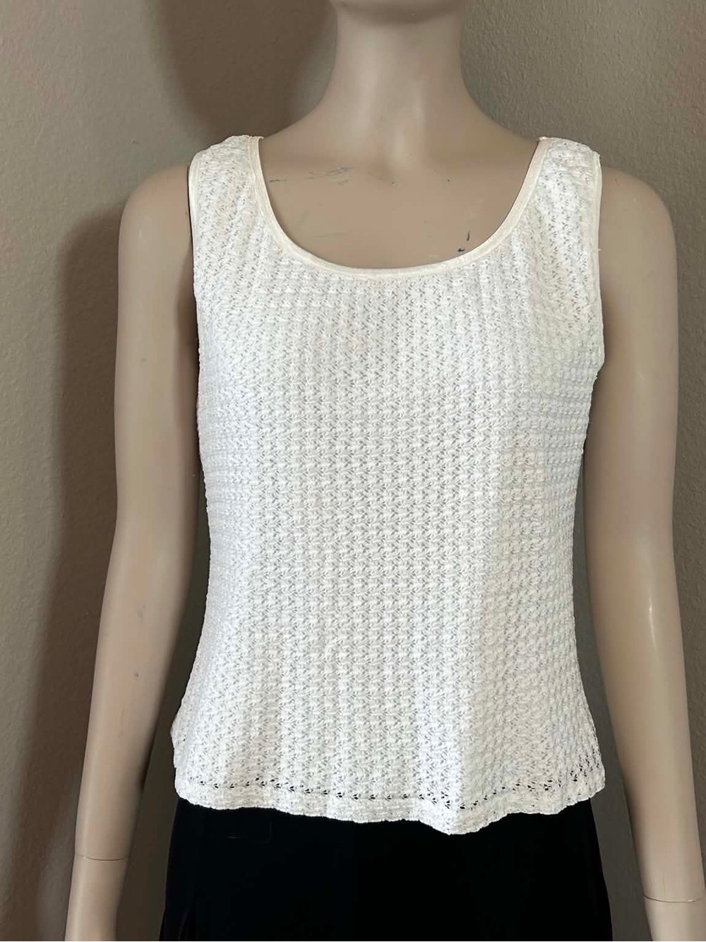Harlow White Crochet Knit Tank Top